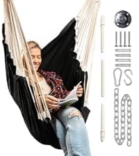 Indoor Hammock Chair Swing - Hanging Hammock Swing Chair - Indoor/Outdoor - Hanging Chairs for Bedroom, Patio, Porch, Swinging Chair Hammock for Adults - Built-In Footrest - Spacious Full Body Support