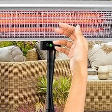 SereneLife Infrared Patio Heater, Electric Patio Heater for Indoor/Outdoor Use, Portable Stand Heater with Remote Control, 1500 W, for Restaurant, Patio, Backyard, Garage, Decks (Black)