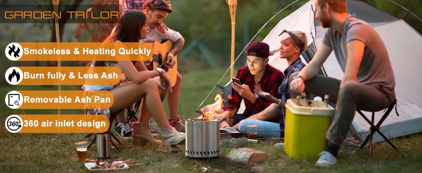 Table Top Firepit 6 Inch - Tabletop Fire Pit Camping Stove 304 Stainless Steel Pellet Patio Heater Portable Smokeless Fire Pit 6"x6.89" Silver