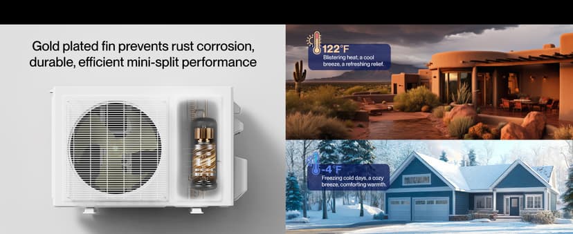 DELLA Vario 12000 BTU Mini Split Air Conditioner Work with Alexa 19 SEER2 Cools Up to 550 Sq.Ft Energy Efficient Ductless Inverter System, Heat Pump Pre-Charged and 16.4ft Installation Kits