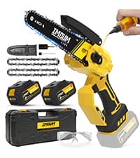 Mini Chainsaw Electric Chain Saw 6 Inch Cordless Battery Powered, 2.0Ah Battery, Compatible w/IMOUMLIVE Pole, Hand Held, Small, Portable and Easy for Tree Trimming Branch Pruning Wood cutting