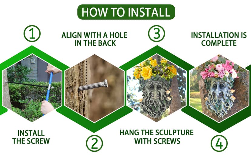 Tree Face Sculpture, Flower Planter Pot Hand-Painted Greenman Tree Face Garden Decoration for and Home Décor