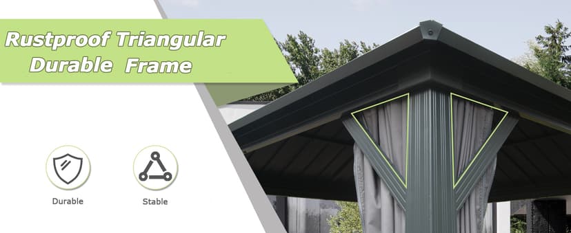 Domi 10' x 10' Hardtop Gazebo Outdoor Metal Gazebo with Galvanized Steel Double Roof Canopy, Curtains and Netting for Patio, Backyard, Deck, Lawn, Grey