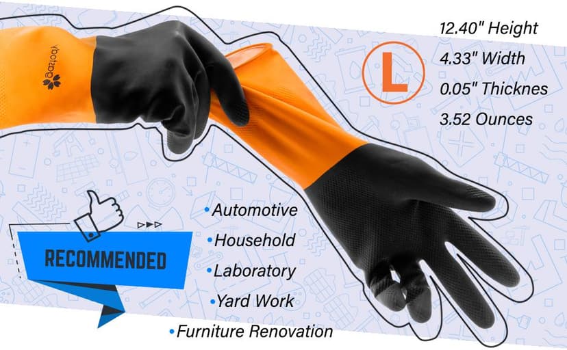 Gastody™ - Chemical Resistant Gloves, Reusable,Heavy Duty Safety Work Gloves,Resist Acid,Oil,Alkali - S-M-L-XL-XXL Size