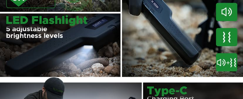 Metal Detector Pinpointer Chargeable - Waterproof Hand-held Metal Detectors Wand with One-Key Interference Elimination, Superhet-Tec Pin Pointer Metal Detector Accessories for Adults&Kids