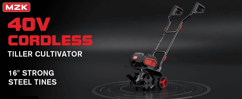 MZK 40V 12-inch Cordless Garden Tiller, Battery Powered Garden Cultivator, 2 * 4.0Ah Battery and Fast Charger Included