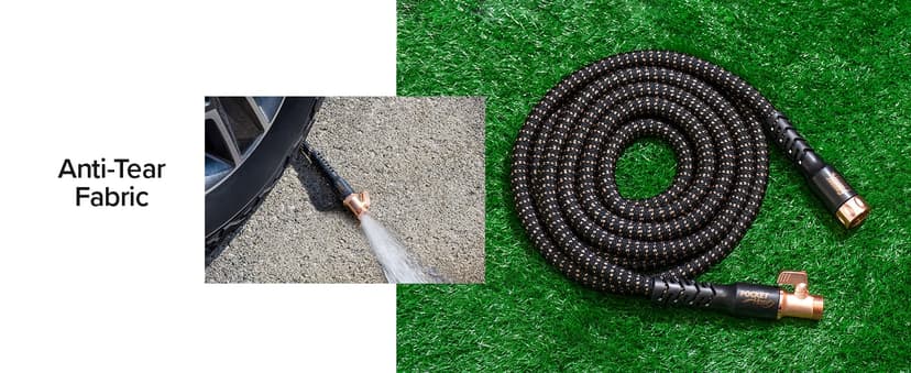 Pocket Hose Copper Bullet Expandable Garden Hose 25 FT w/10 Pattern Thumb Spray Nozzle AS-SEEN-ON-TV 650psi 3/4 in Patented Lead-Free Ultra-Lightweight Solid Copper Anodized Aluminum Fittings No-Kink