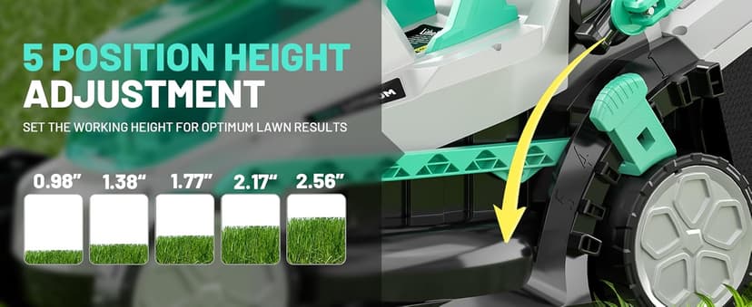 Litheli Cordless Lawn Mower 13 Inch, 5 Heights, 20V Electric Lawn Mowers for Garden, Yard and Farm, with Brushless Motor, 4.0Ah Battery & Charger Included