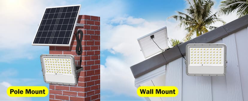 Engrepo Solar Lights Outdoor 10000LM Auto On/Off Dusk to Dawn Light with 20000mAh Battery, IP65 Waterproof Outside Solar Powered Security Flood Light with Remote Control for Wall Porch Shed Barn.