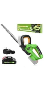 Saker Cordless Hedge Trimmer-20V Electric Shrub Trimmer Grass Shears Handheld Grass Cutter, Hedge Shear with 2 PCS Rechargeable Battery and Charger for Garden, Lawn