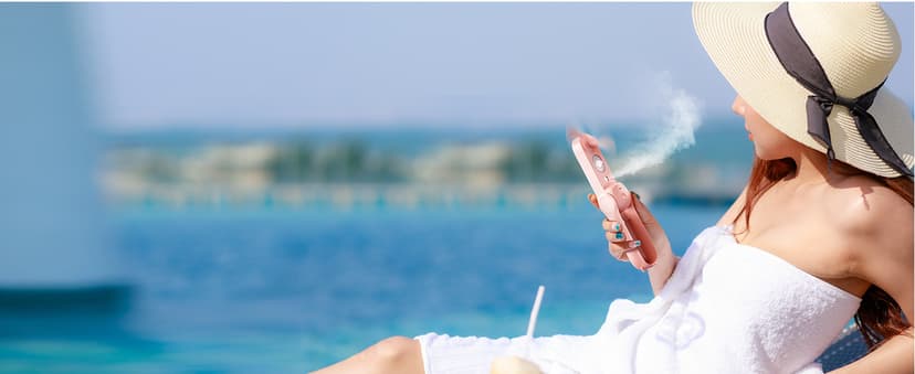 SWEETFULL Portable Misting Fan, Handheld Personal Mister, Mini Spray Water Mist, Kids Women Fan For Travel, Outdoors, Hiking, Camping, Home Office (Pink)