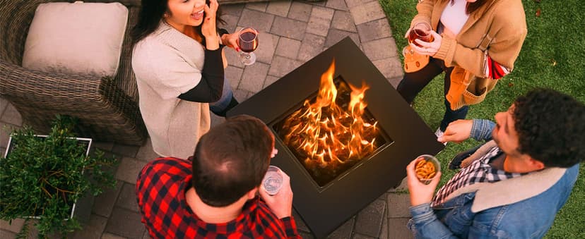 Ciays Propane Fire Pits 32 Inch Outdoor Gas Fire Pit, 50,000 BTU Steel Fire Table with Lid and Lava Rock, Add Warmth and Ambience to Gatherings and Parties On Patio Deck Garden Backyard, Black