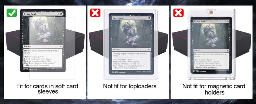 ZLCA Card Storage Box for MTG PTCG, Commander Deck Box Holds 3000+ Cards, Card Storage Case with 4 Stoppers, Card Organizer for TCG Sport Cards(Black&Purple)