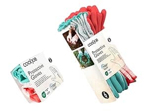 COOLJOB 6 Pairs Gardening Gloves for Women Ladies, Breathable Rubber Coated for Yard Garden, Outdoor Indoor Protective Work with Grip, Medium Size, Red & Green