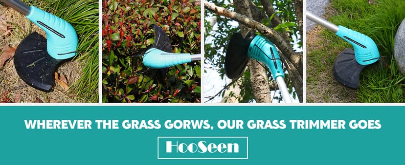 Cordless Lawn Trimmer Weed Wacker - HooSeen 12V Grass Trimmer Weed Cutter with 3 Types Blades, Hand Weeder, 2.0Ah Li-ion Battery Powered Weed Trimmer Grass Cutter for Garden and Yard