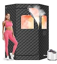 Upgraded Version Portable Sauna for Home Full Body Personal Sauna Steam Sauna Tent at Home Spa with 2.6L 1000W Steam Generator, 90 Minute Timer, Foldable Chair, Remote Control, Sauna Box(Black)