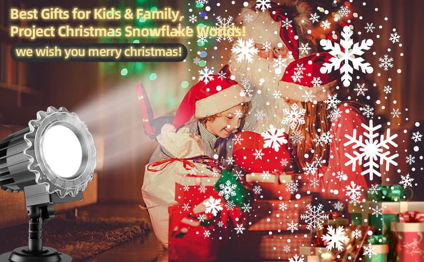 Christmas Snowflake Projector Lights, Indoor Outdoor Snowfall Projection High Definition LED Lighting Lamp, Waterproof Snow Fall Light Show for Holiday/Party/Garden/Yard/Patio/Landscape (9W)
