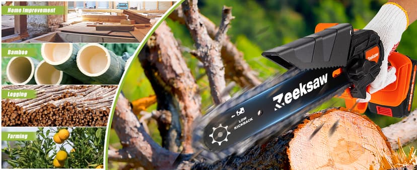 Mini Chainsaw 6 Inch Cordless, Super Handheld Chainsaw with 2x Big Batteries, Electric Mini Chain saw Battery Powered, Small Hand saws for Tree Wood - Garden Yard Time Saving Tool