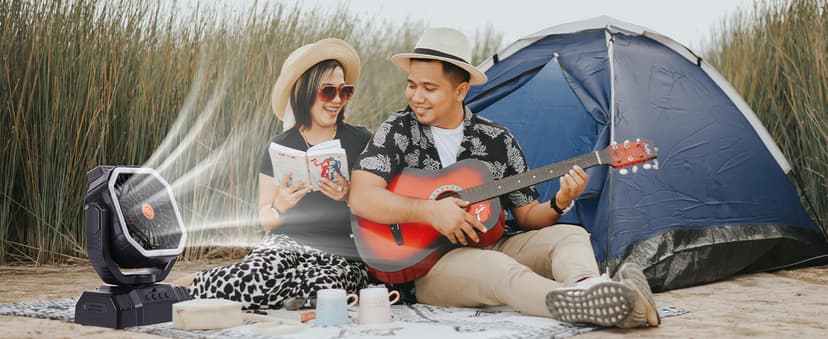 AVV 20000mAh High Speed Portable Camping Rechargeable Fan with Remote Control, Battery Powered with Auto Oscillating with Camping Essentials Accessories for Outdoor, Beach, Patio, Tent, Black