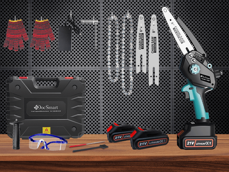 Mini Chainsaw Cordless, 8 inch & 6 inch Electric Chain Saw with 2 Pack Rechargeable Batteries, Battery Powered Handheld Saw for Trees Trimming Wood Cutting, Perfect Gardening Tools for Men Dad Husband