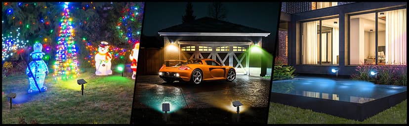 Solar Spotlights Outdoor,40 LEDs Color Changing RGB Landscape Path Lights,USB & Powered Multicoloured Spotlights,14 Colors Auto Cycling for Yard,Garden,2 Pack
