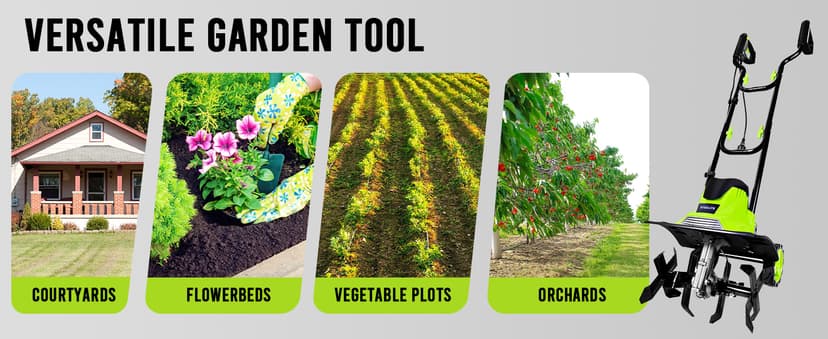 STEELITE 14-Inch Corded Electric Tiller, 10 Amp Powerful Garden Cultivator for Soil Preparation and Landscaping – Lightweight, Durable, and Easy to Use