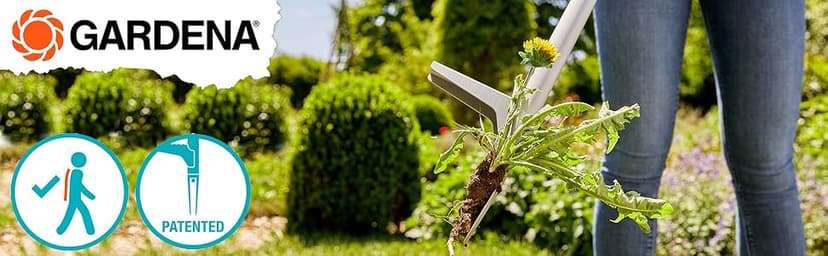 Gardena (03518 - Weed Puller Remover Tool, Heavy Duty Stand-Up Garden Hand Weeder, Easy Weed Removal, Built-in Ejector, Long Handle for Outdoor Use. Weeding Claw.