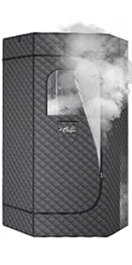 Infrared Saunas for Home, Portable Dry Sauna with Heating Foot Pad, Infrared Saunas with Big Sauna Chair, 3.2’ x 3.2’ x 6.0’, Black