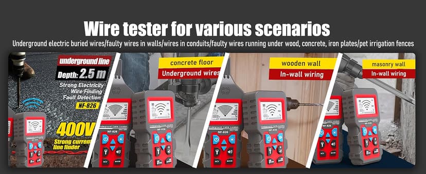 NF-826 Underground Wire Locator & Cable Tracer/Buried Wire Tracer and Cable Locator/Under Ground Circuit Tracer,for Dog Fence Cables Irrigation Control Wires,Tone Generator Kit (Professional Grade)