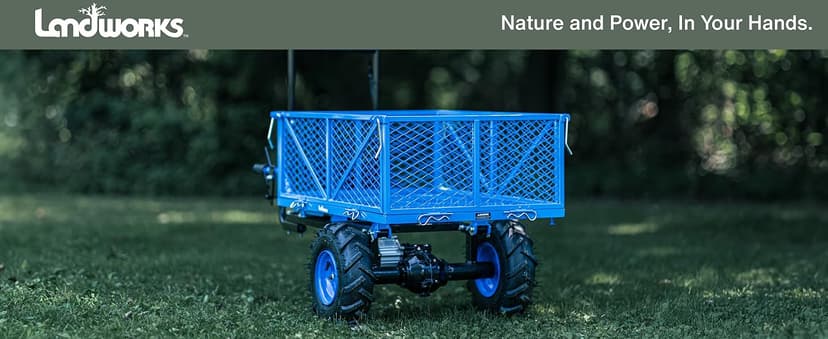 Landworks AGM Electric Utility Cart - 500W Lead-Acid Battery-Powered Power Wagon, 500 lbs Load Capacity & 1000 lbs Towing, Heavy-Duty Motorized for Garage, Warehouse, and Outdoor Use