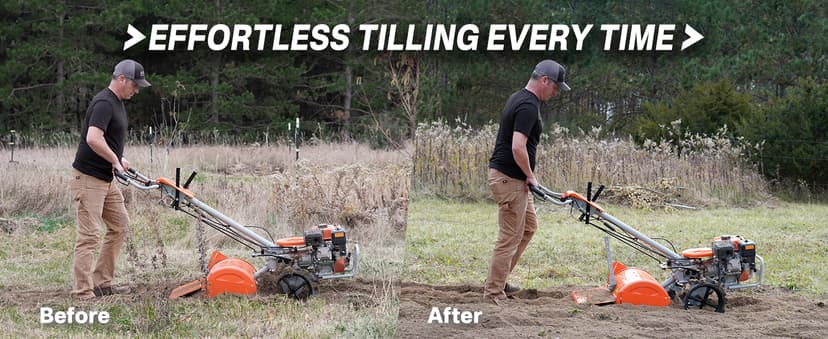 NOVUS18-Inch 212cc Dual Direction Rear Tine Tiller, Full Gear Transmission, Dual Rotating Tines, Airless Tires, Gas Tiller for Gardenig, Garden tillers Gas Powered