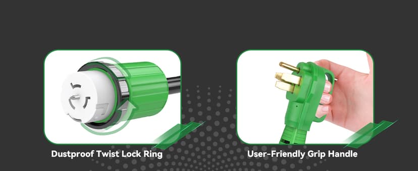 50 Amp Generator Cord 25FT and Power Inlet Box Combo Kit - Pre-Drilled, Waterproof, NEMA 14-50P to SS2-50R, ETL Listed