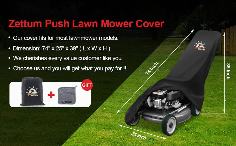 Push Lawn Mower Cover - Walk Behind Lawn Mower Covers Waterproof Heavy Duty, 600D Outdoor Push Mower Cover Universal with Storage Bag for Greenworks, EGO, Craftsman, Husqvarna, Honda and More