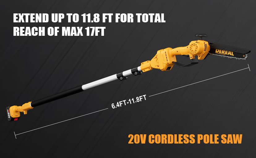 2-in-1 Cordless Pole Saw, Brushless Mini Chainsaw with Pole, 20V 4.0Ah Battery Powered Pole Saws for Tree Trimming, 8" Cutting Power Small Pole Saw, 18ft Reach Electric Saw for Trees With Pole