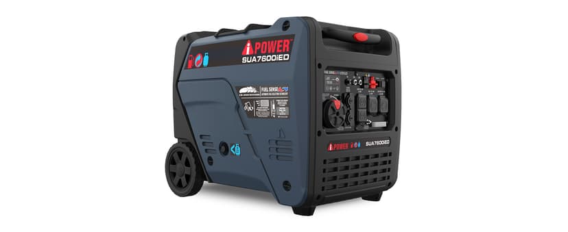 A-iPower 7600W Dual Fuel Portable Inverter Generator, Electric Start RV Ready, EPA & CARB Compliant CO Sensor, With Telescopic Handle For Backup Home Use, Tailgating & Camping (SUA7600iED)