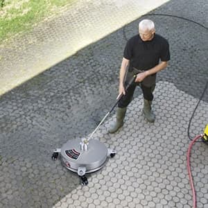 Biswing 14" Pressure Washer Surface Cleaner with 4 Wheels, Stainless Steel Power Washer Accessory for Driveways Sidewalks Patios Cleaning, 1/4" Quick Connector, 2 Extension Wand Attachments, 4000 PSI