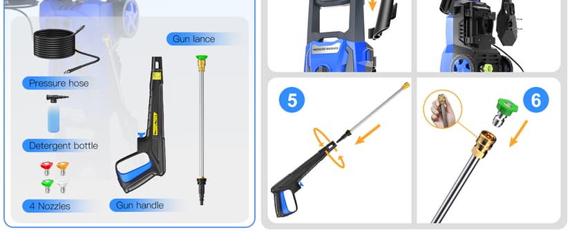 4800PSImax 3.2GPM Pressure Washer Powered - Electric Power Washer for Cars Washing with 25FT Pressure Hose, Blue