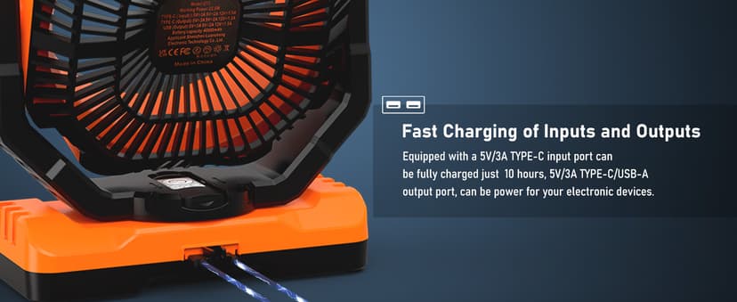 40000mAh Battery Operated Camping Fan, Rechargeable High Velocity Floor Fan, Auto Oscillation Remote Control Timer - Cordless Outdoor Fan for Car Travel RV Camp Garage Patio Hurricane Emergency