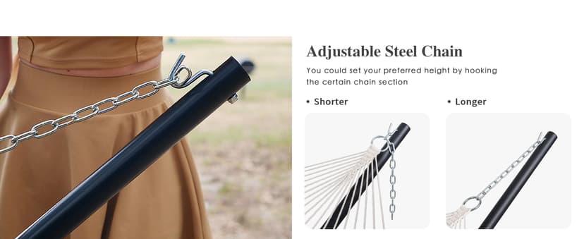 SUNCREAT Hammocks 14 FT Quick Dry Hammock Double Size with Spreader Bar, 2 Person Hammock for Outdoor Patio Yard Poolside, 450 lbs Capacity, Light Gray Stripes