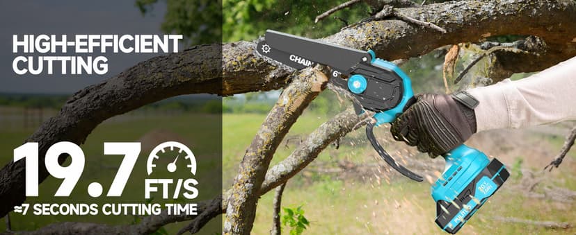 Mini Chainsaw Cordless, 6 Inch Electric Chainsaw Small Chainsaw Battery Powered, Yard Tools Garden Gifts for Men Dad Husband, Hand Saw for Branches Wood Cutting Pruning (Green)