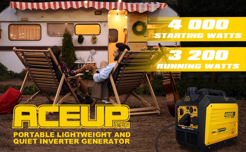 Aceup Energy 4000 Watt Portable Inverter Generator, Gas Powered Generator Quiet for Home, RV-Ready, EPA Compliant