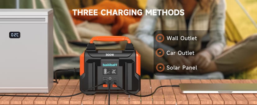 Portable Power Station 300W 257wh Lithium Battery Bailibatt Small Portable Generator for Home Use Camping Travel Emergency Hunting Outdoor, Large Power Bank with AC Outlet for Laptop