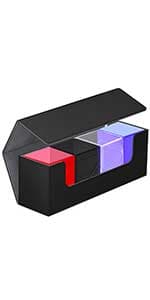 KKU Card Deck Boxes with 4 Pack Acylic Card Cases, Magnetic Closure Trading Card Deck Storage Box Fits 800+ Sleeved Cards Sport Cards