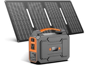 Solar Powered Generator 200W Peak/100W Rated, Portable Solar Generator Power Station with Solar Panels 40W Included, 146Wh Solar Power Bank with AC Outlet 110V for Home Use Camping Outdoor Adventure