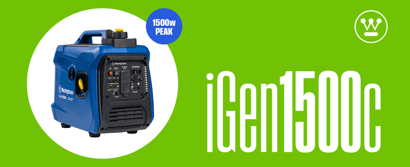 Westinghouse 1500 Peak Watt Super Quiet & Lightweight Portable Inverter Generator, Gas Powered, CO Sensor, Parallel Capable, Long Run Time,Blue