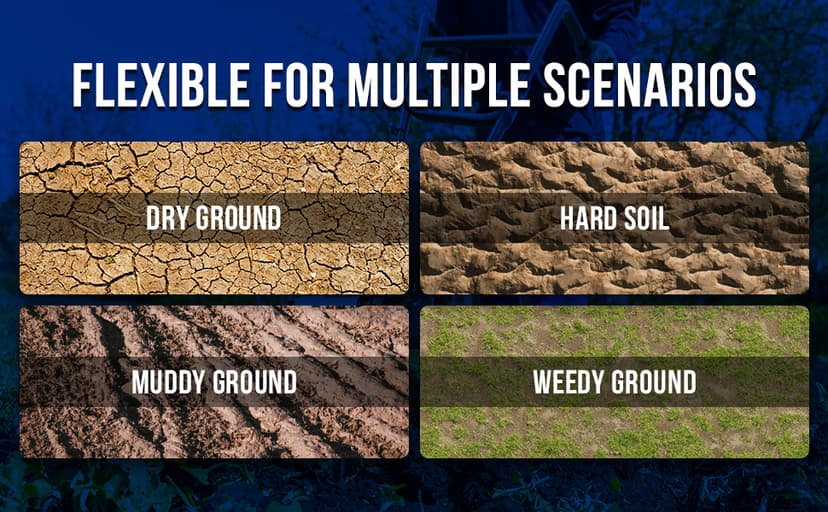 Garden Tiller 53cc Mini Cultivator 15 inch Powerful Liftable Booster Rod Tilling Tool for Lawn, Garden and Field Soil Cultivation