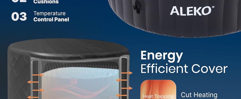 ALEKO Diamond 4-Person Inflatable Jetted Hot Tub | 120 Soothing Bubble Jets | Energy Efficient Cover | LED Lights with 7 Lights | 360-Degree Bubble Massage | 211 Gallon Water Capacity