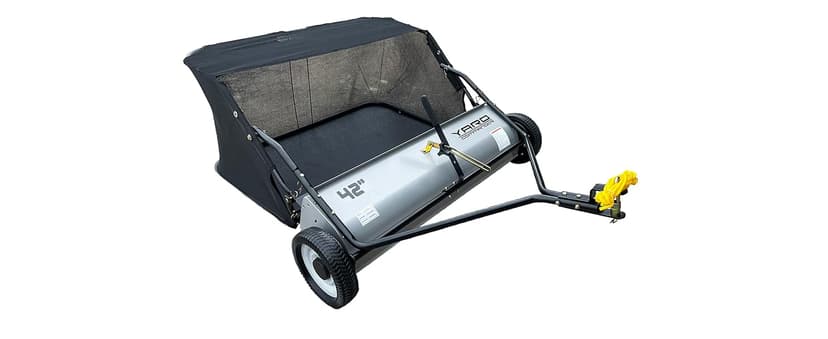 42-Inch Tow-Behind Lawn Sweeper, 10" Nylon Brushes, Universal Tractor/ATV Hitch, Never-Flat Wheels, Adjustable Height, 1-Year Warranty, Ideal for Leaves, Grass & Debris