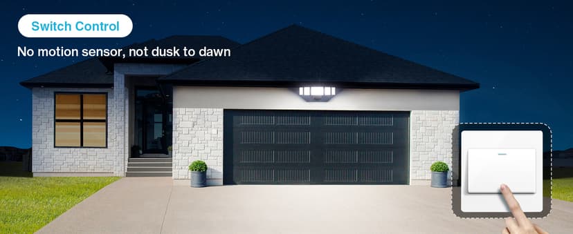 Olafus 100W Flood Light Outdoor, Switch Controlled 10000LM LED Security Light, IP65 Waterproof Outside Floodlight with 5 Adjustable Heads, 6500K Exterior Flood Light Fixture Wired for House Yard Black