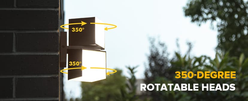 LUTEC Cuba 3000K 1100LM LED Integrated Porch Wall Light Outdoor and Indoor Bedroom LED Wall Lantern Sconce-Black